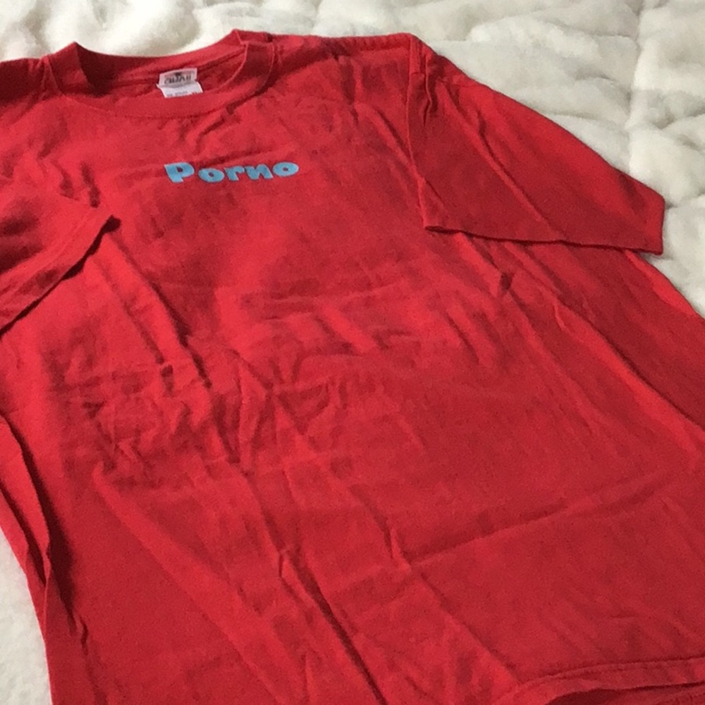 VTG Graphic Red Irvine Welsh Porno Book Promo T Shirt 2002 Trainspotting XL